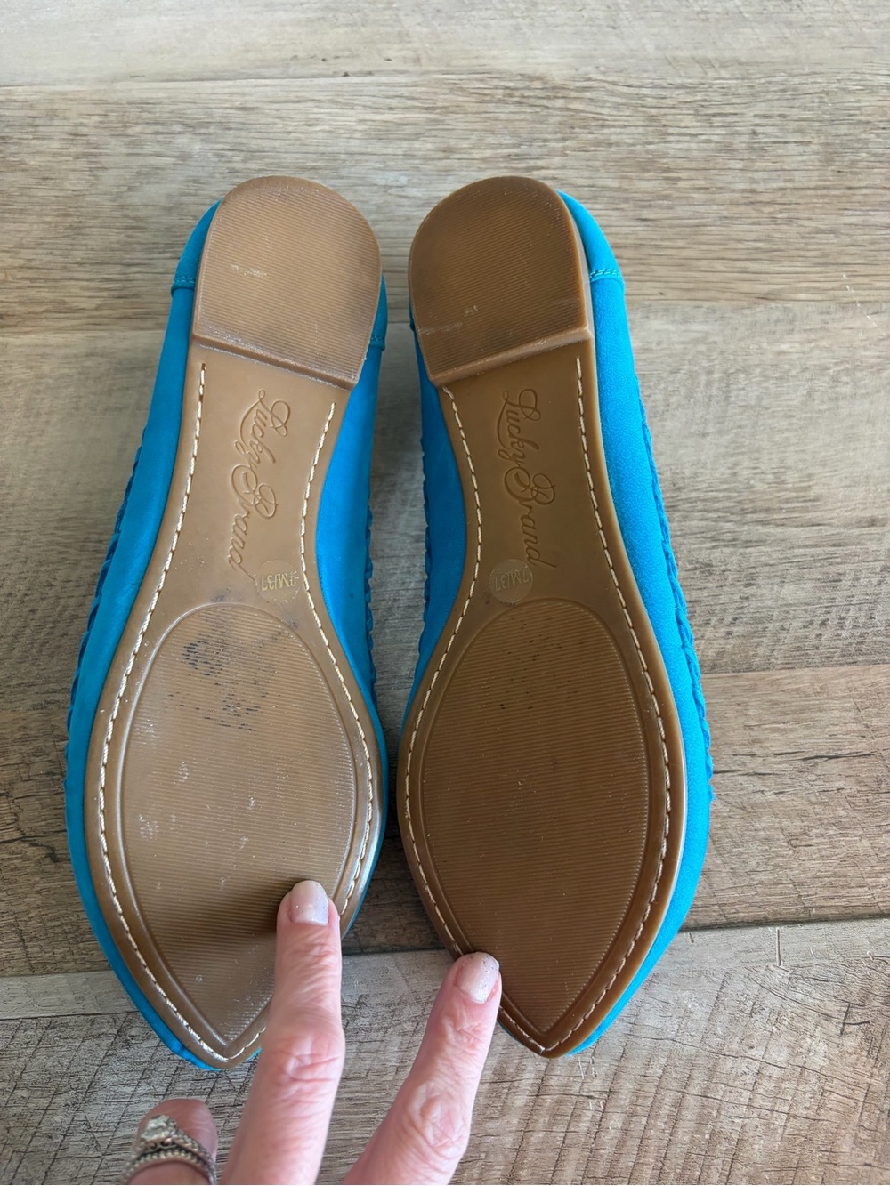 Lucky Brand Flats Women’s Size 7 PHOENE Blue Slip-on‎ Leather Woven Shoes - Picture 8 of 10